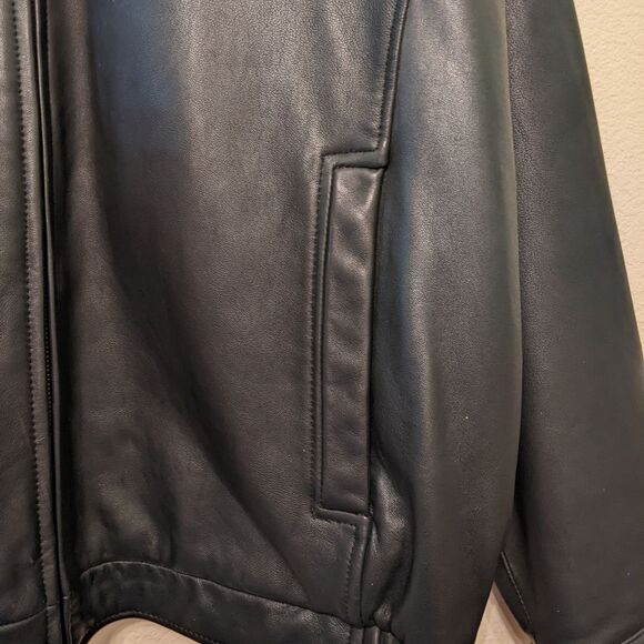 ROUNDTREE AND YORK Men Black Lambskin Leather Jacket XL - Picture 3 of 16
